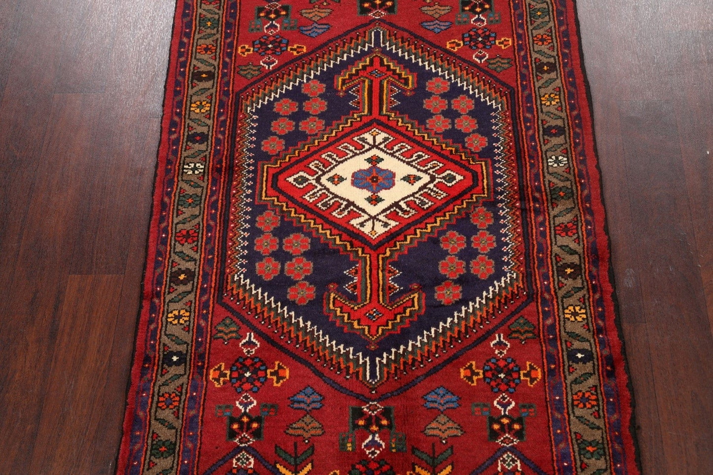 Geometric Hamedan Persian Area Rug 3x5