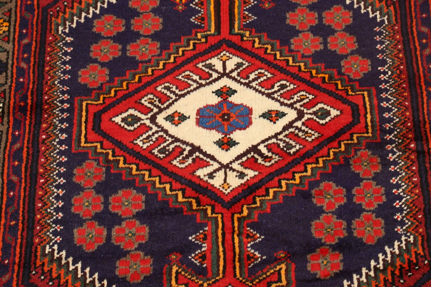 Geometric Hamedan Persian Area Rug 3x5