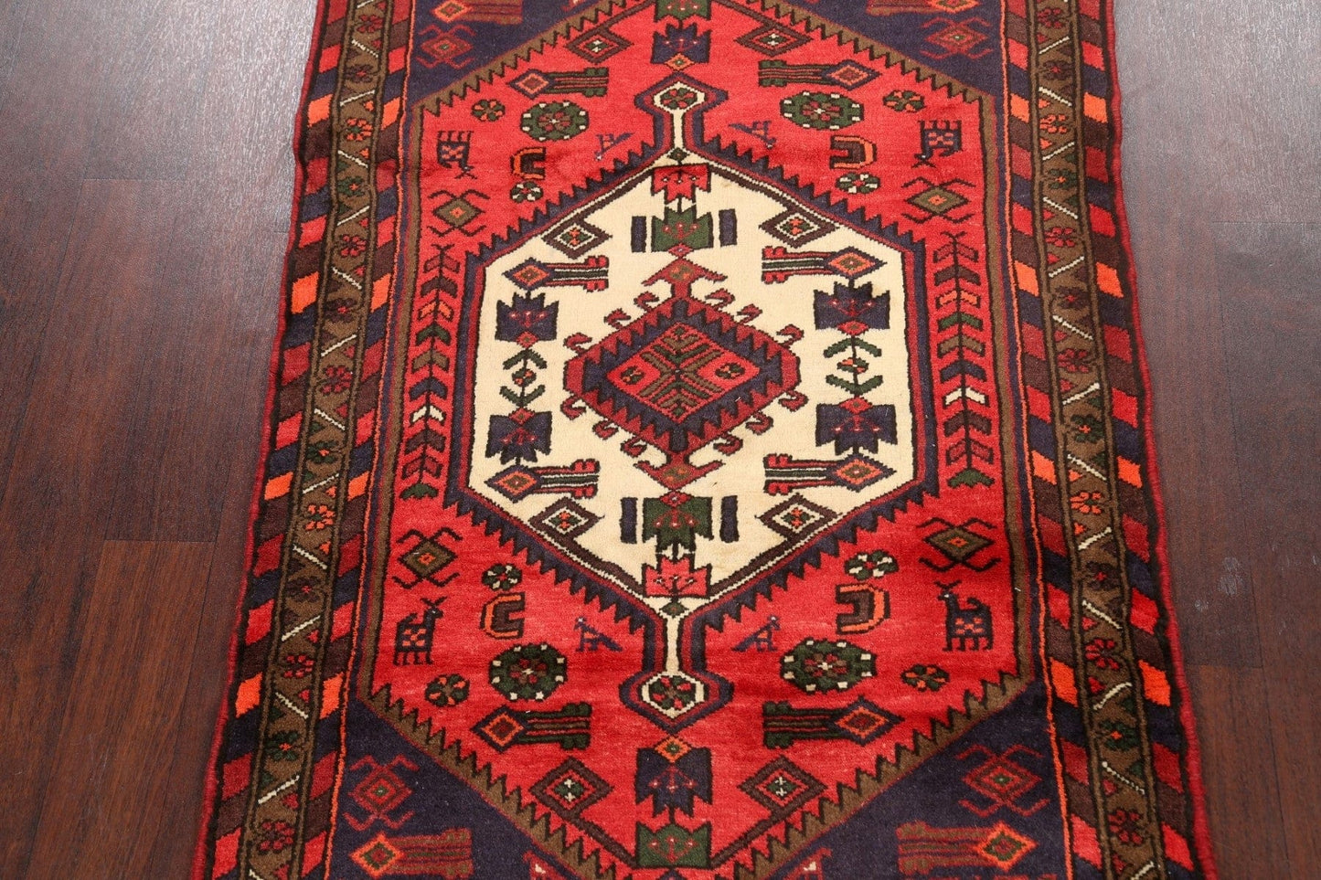 Geometric Hamedan Persian Area Rug 3x5