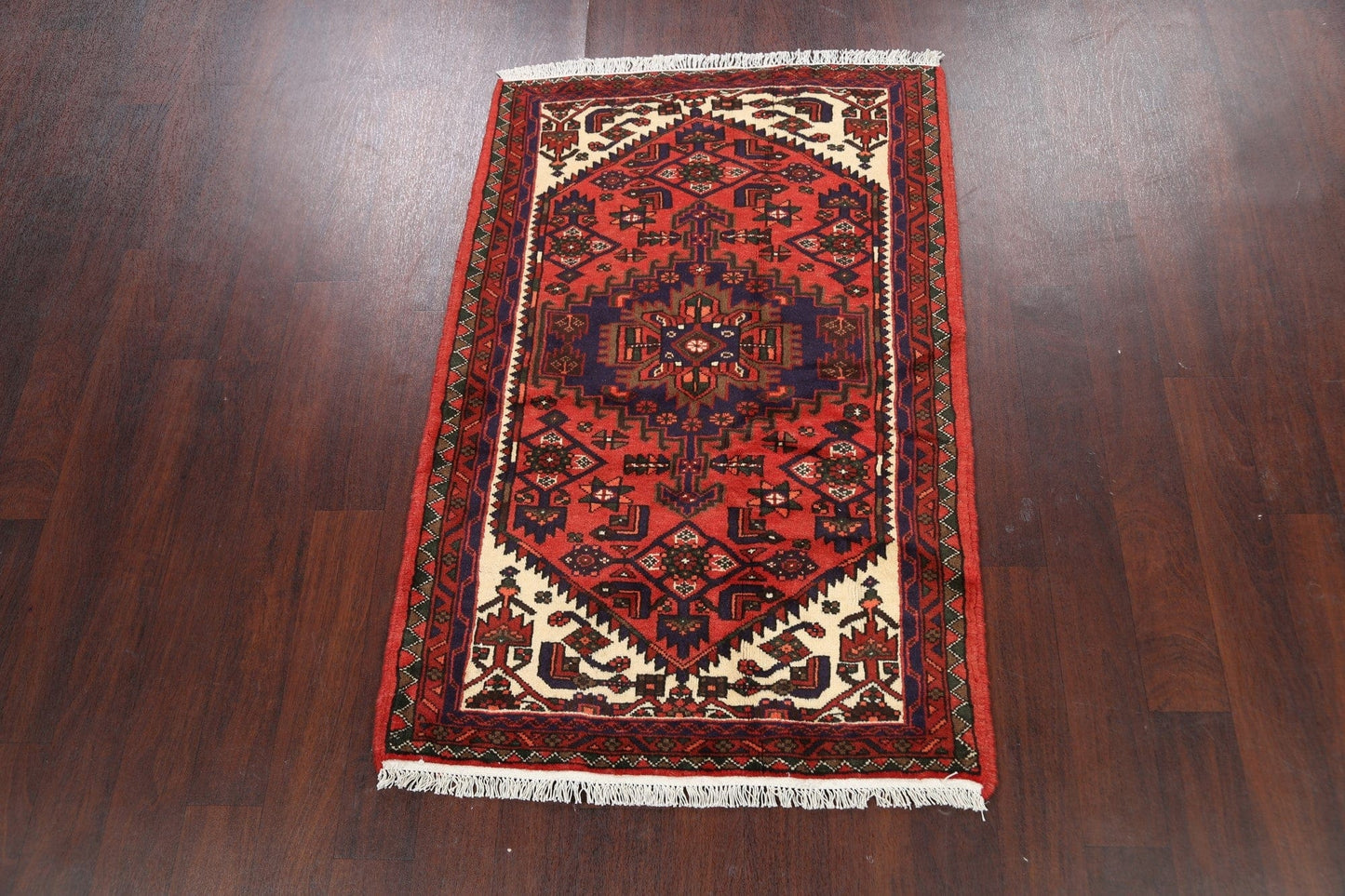 Geometric Hamedan Persian Area Rug 3x5