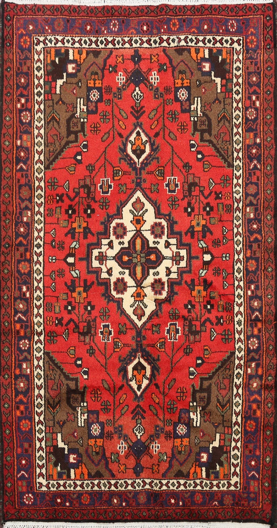 Geometric Hamedan Persian Area Rug 3x5