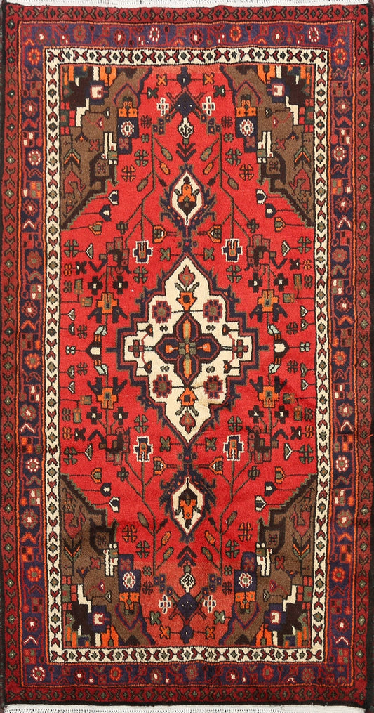 Geometric Hamedan Persian Area Rug 3x5