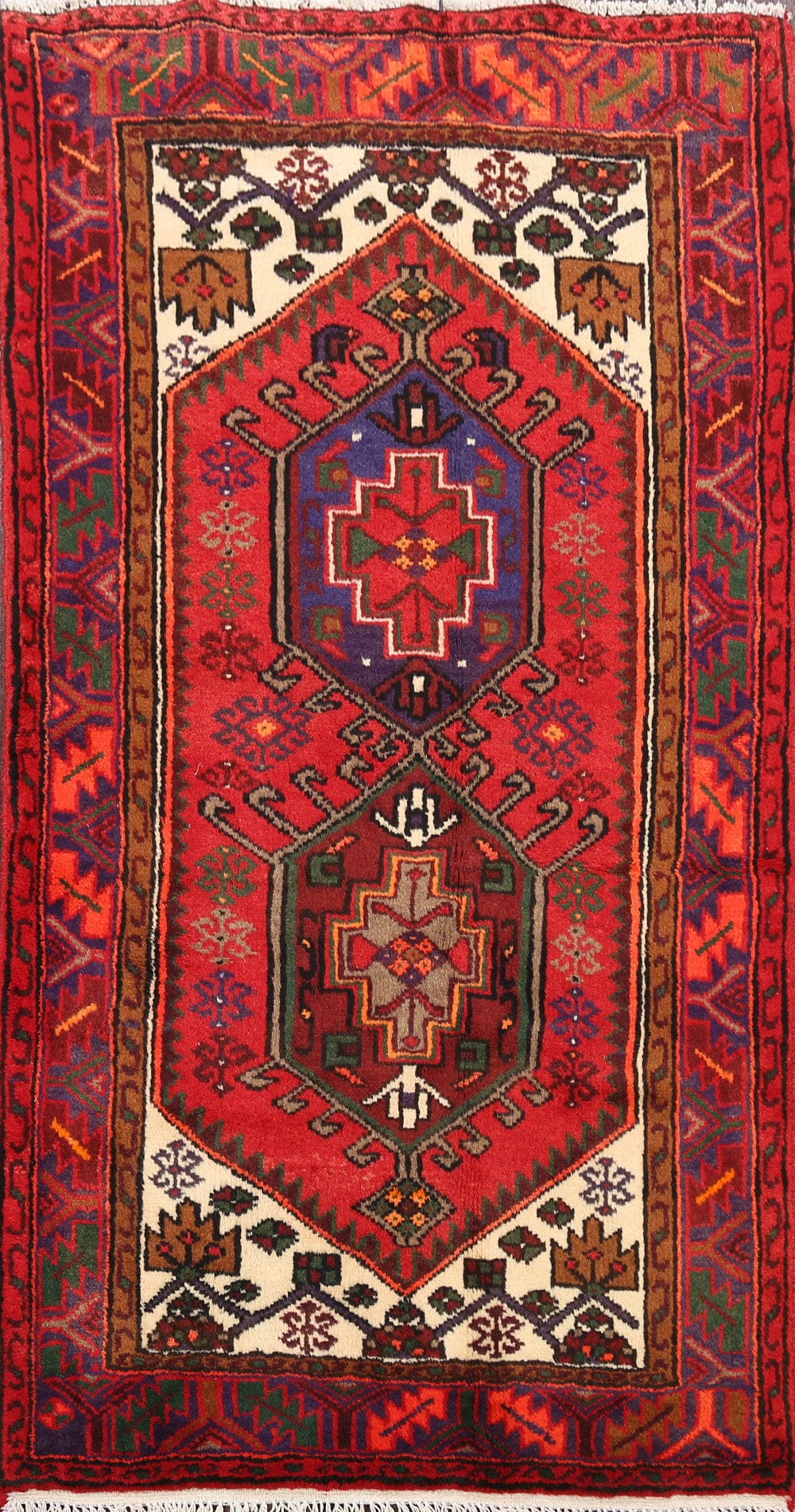 Geometric Hamedan Persian Area Rug 3x5