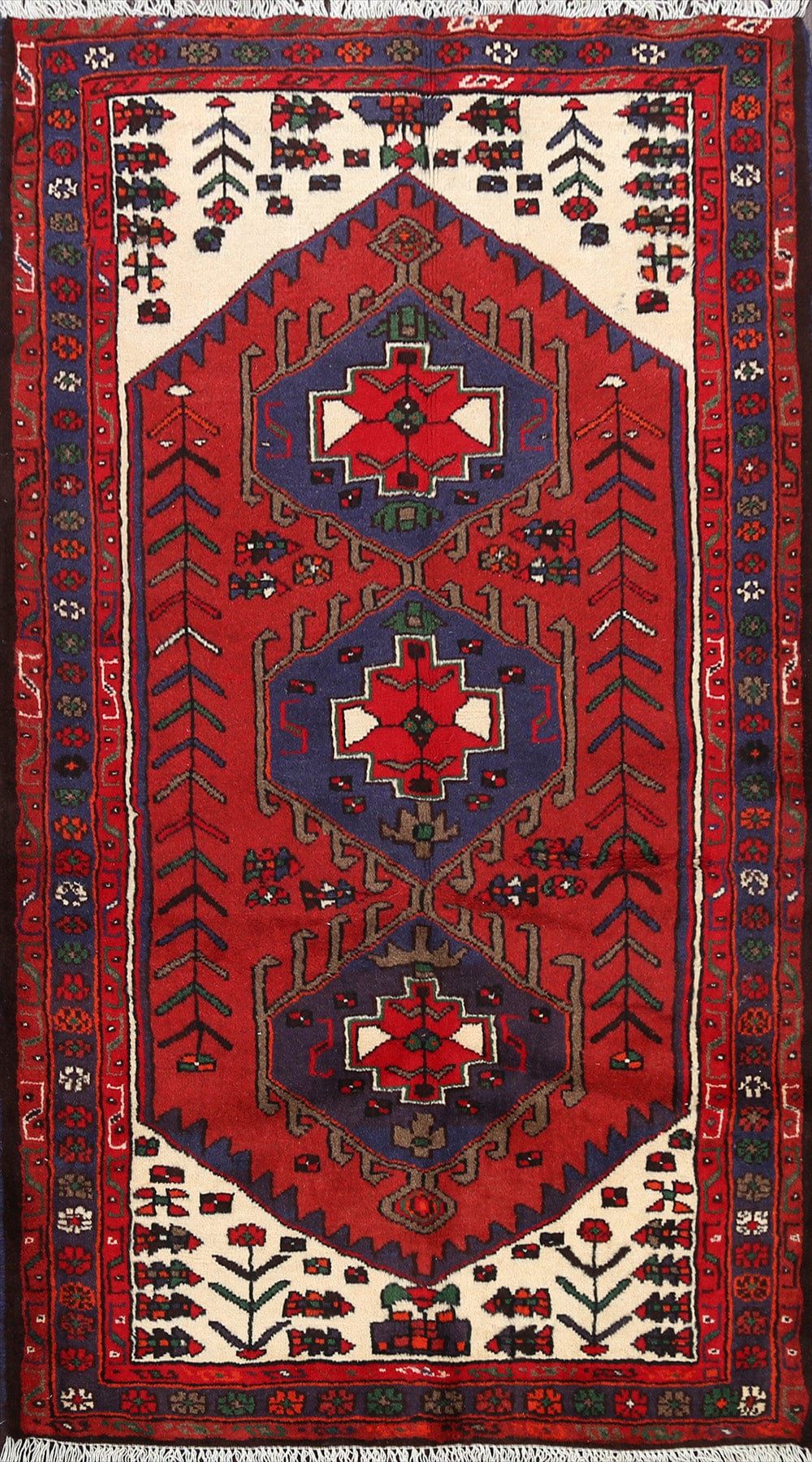 Geometric Hamedan Persian Area Rug 3x5