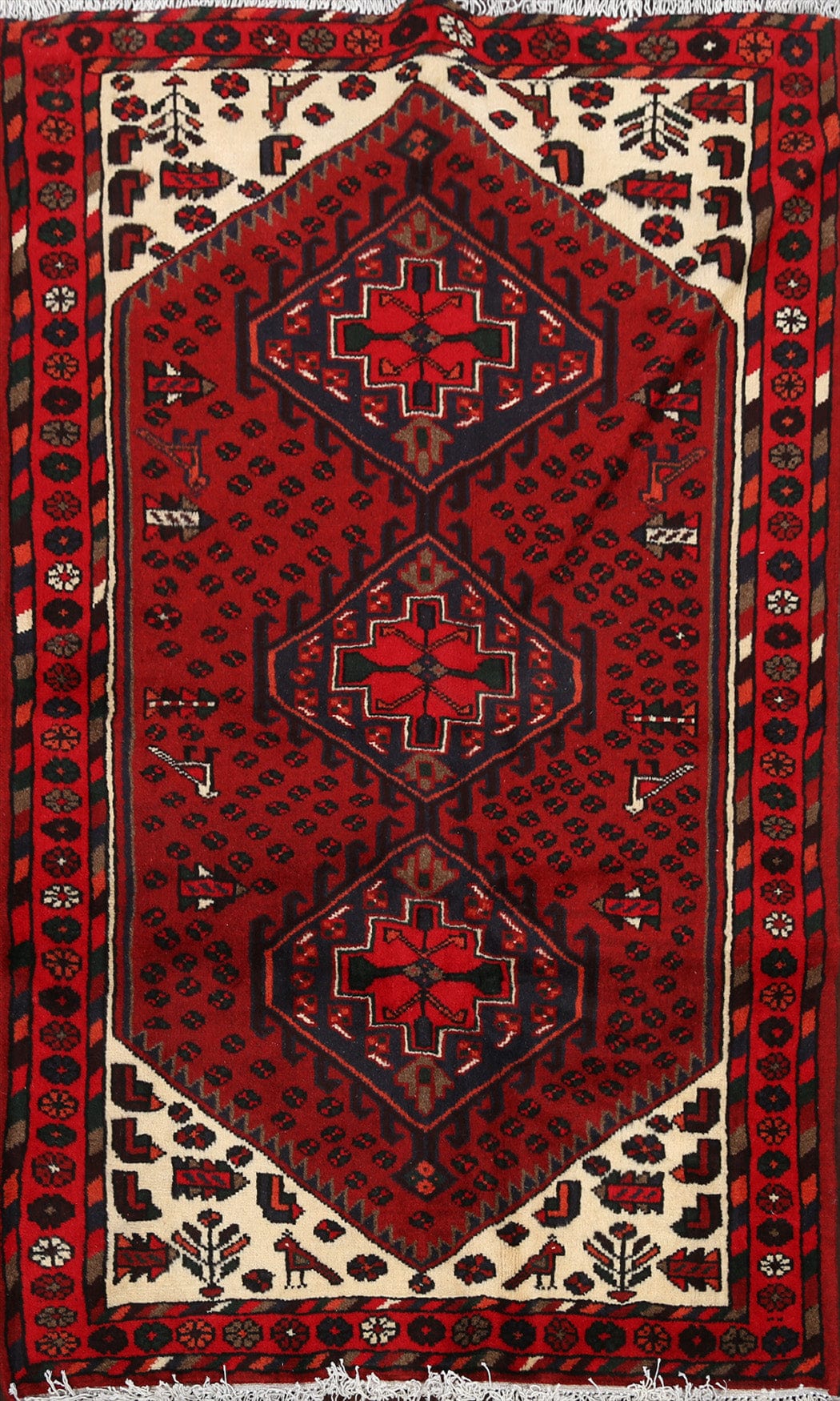 Tribal Hamedan Persian Area Rug 3x4