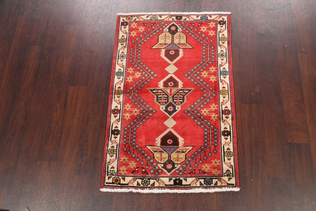 Geometric Hamedan Persian Area Rug 3x4