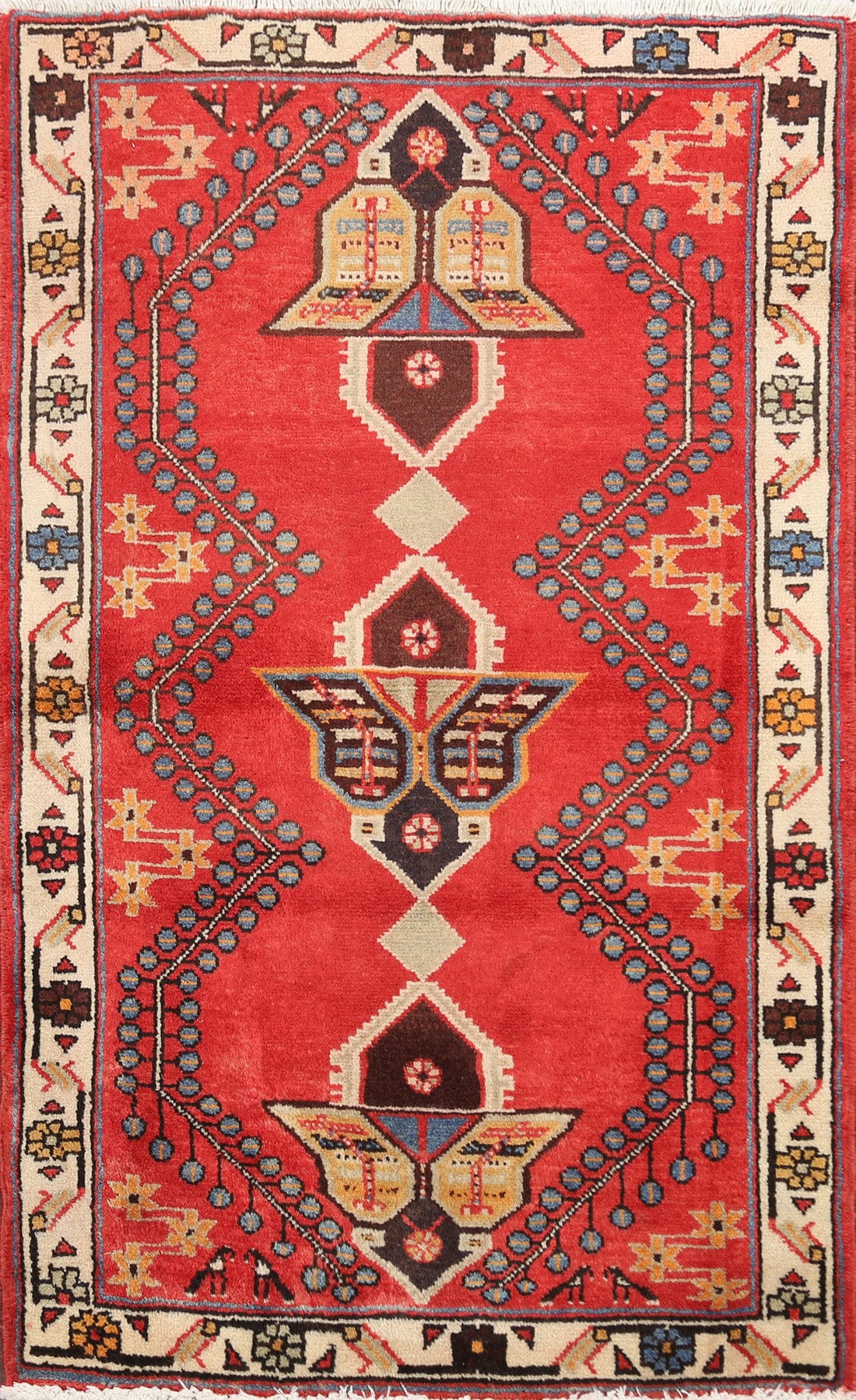 Geometric Hamedan Persian Area Rug 3x4