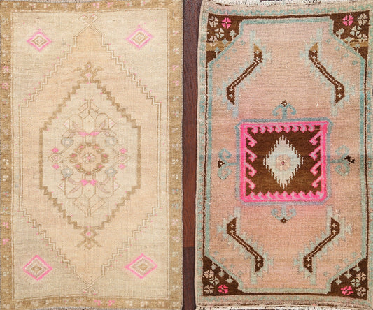 Set of 2 Square Oushak Oriental Area Rug 2x2