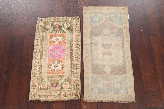 Set of 2 Geometric Oushak Oriental Area Rugs 1x3