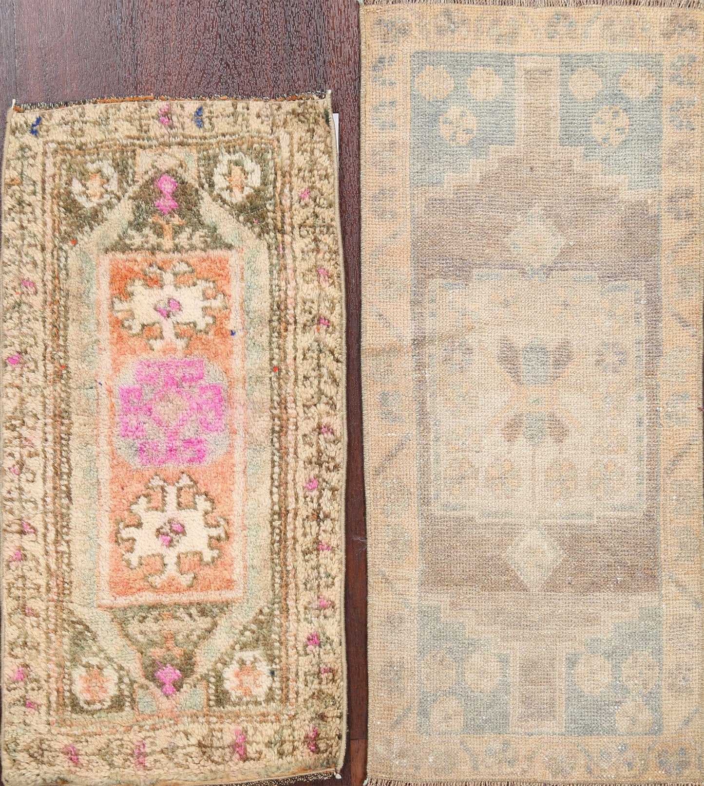 Set of 2 Geometric Oushak Oriental Area Rugs 1x3