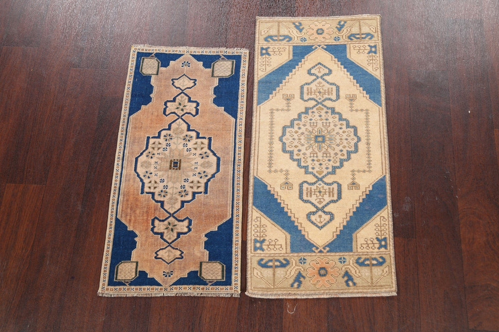 Set of 2 Geometric Oushak Oriental Area Rugs 1x3