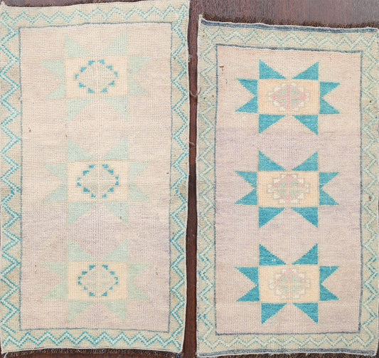 Set of 2 Geometric Oushak Oriental Area Rugs 2x3