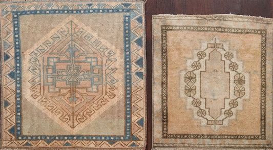 Set of 2 Geometric Oushak Oriental Area Rugs 2x2