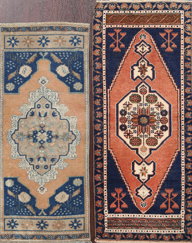 Set of 2 Geometric Oushak Oriental Area Rugs 1x3