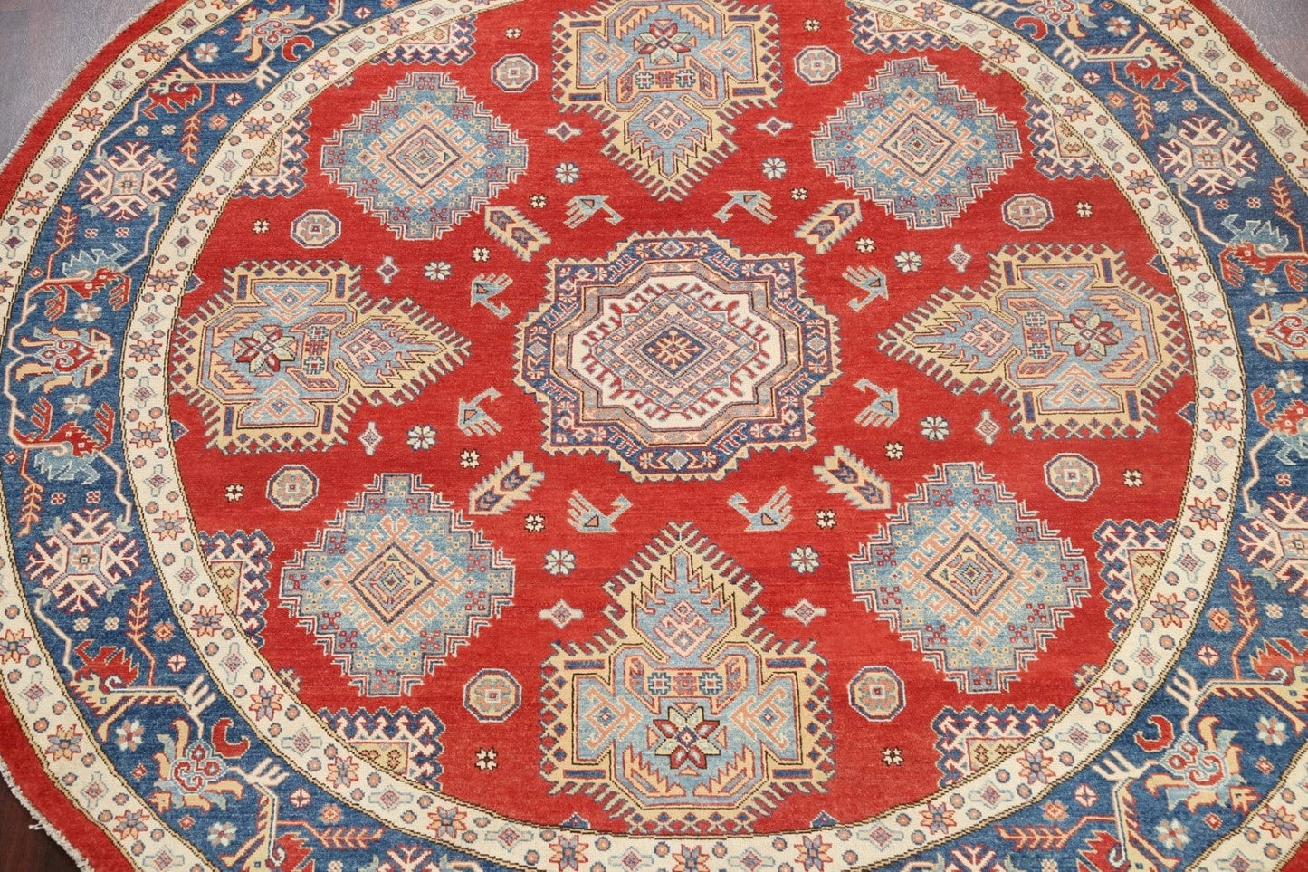 100% Vegetable Dye Round Super Kazak Oriental Area Rug 9x9