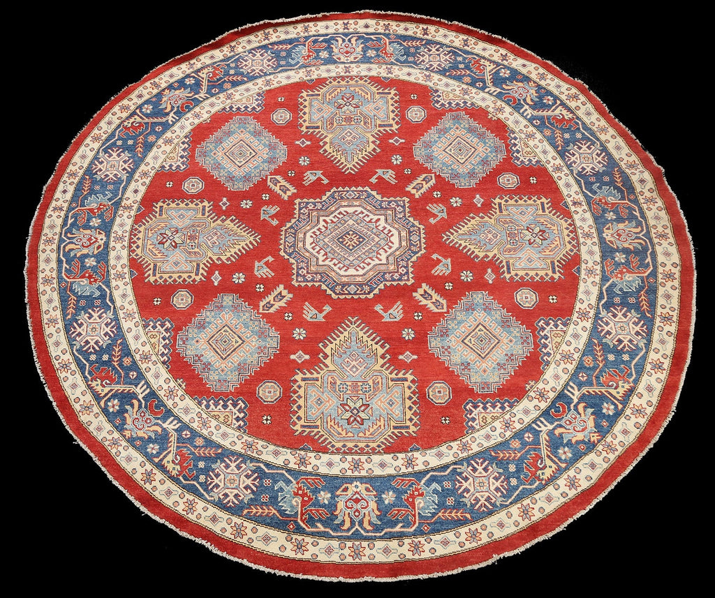 100% Vegetable Dye Round Super Kazak Oriental Area Rug 9x9