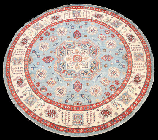 100% Vegetable Dye Round Super Kazak Oriental Area Rug 8x8