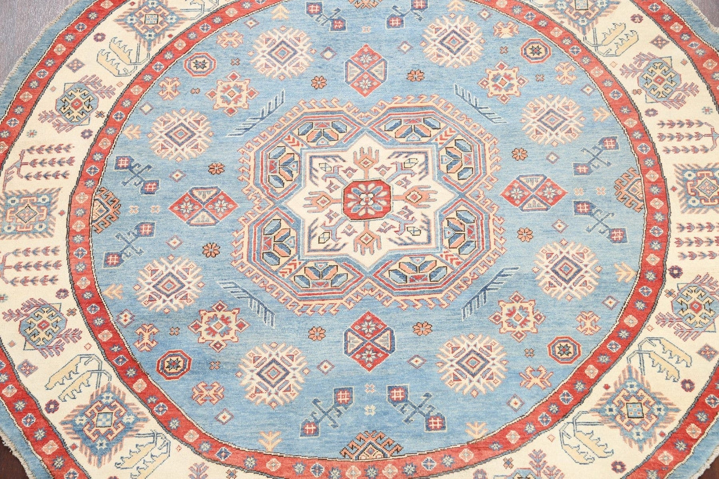 100% Vegetable Dye Round Super Kazak Oriental Area Rug 8x8