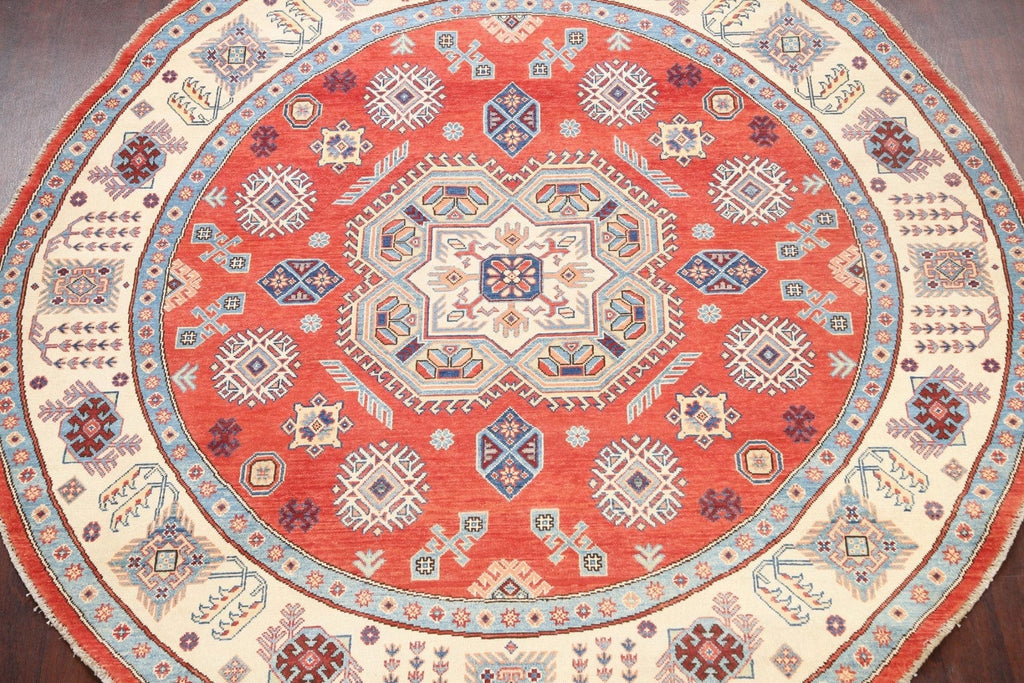 100% Vegetable Dye Round Super Kazak Oriental Area Rug 8x8