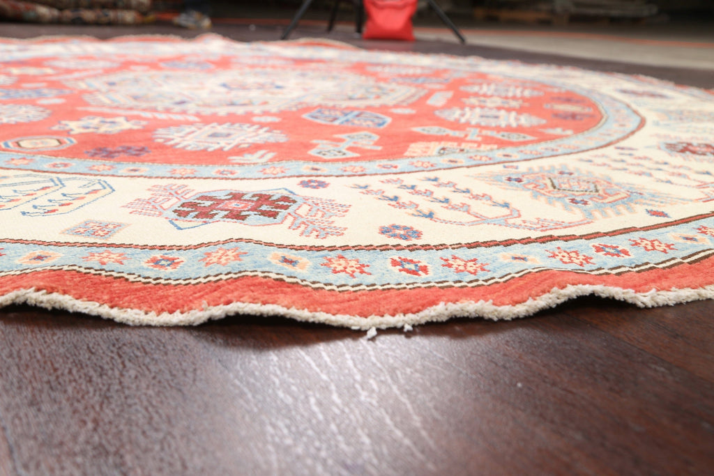 100% Vegetable Dye Round Super Kazak Oriental Area Rug 8x8