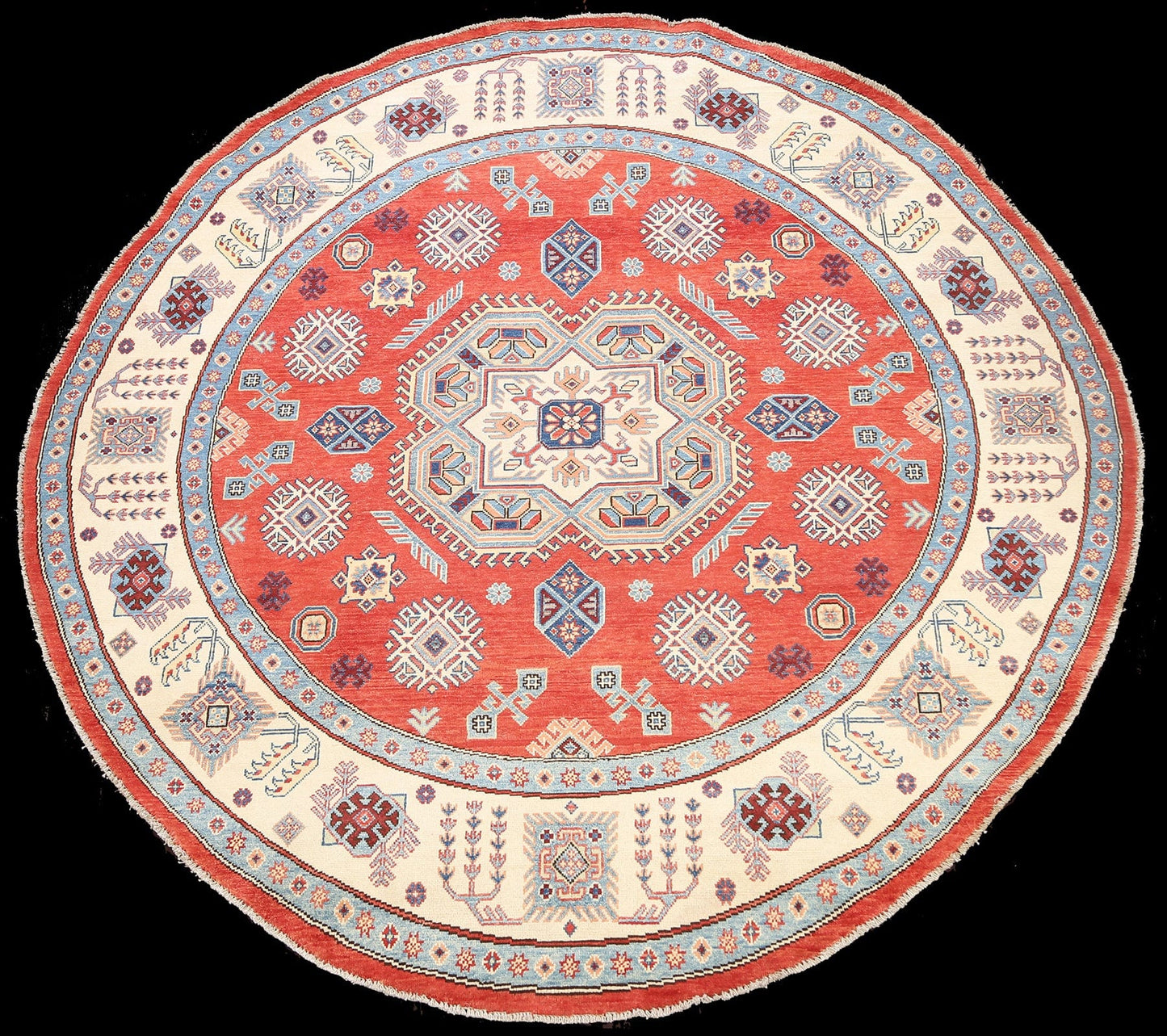 100% Vegetable Dye Round Super Kazak Oriental Area Rug 8x8