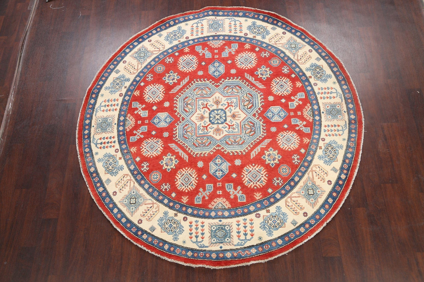 Geometric Kazak Oriental Area Rug 8x8 Round