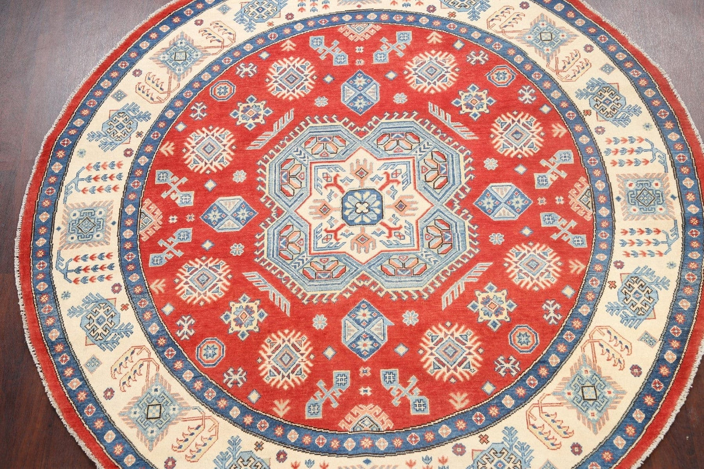 Geometric Kazak Oriental Area Rug 8x8 Round