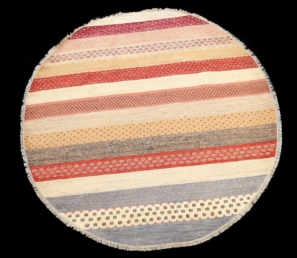 Striped Kazak Oriental Area Rug 8x8 Round