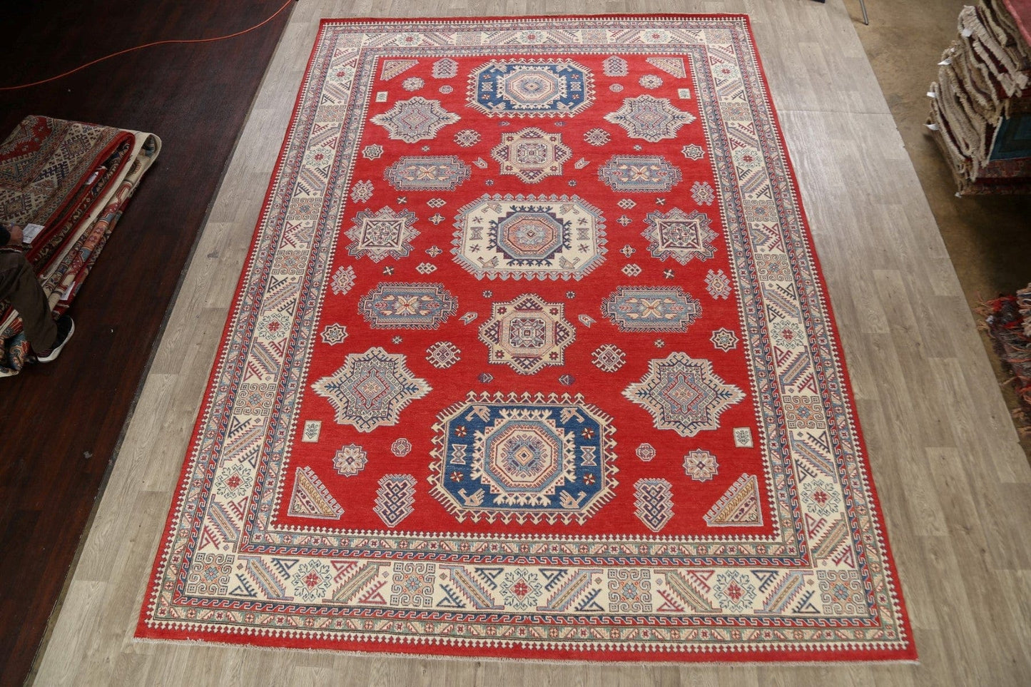 100% Vegetable Dye Super Kazak Oriental Area Rug 10x14