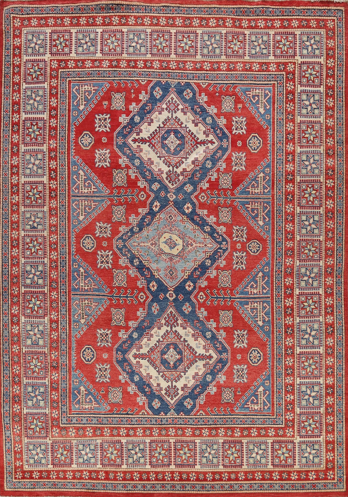 100% Vegetable Dye Super Kazak Oriental Area Rug 8x10