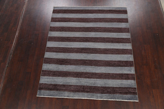 Vegetable Dye Striped Gabbeh Kashkoli Oriental Area Rug 7x8