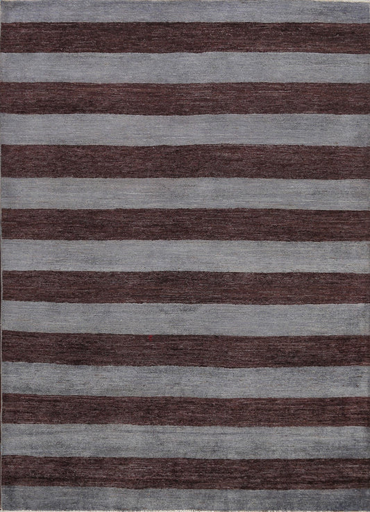 Vegetable Dye Striped Gabbeh Kashkoli Oriental Area Rug 7x8