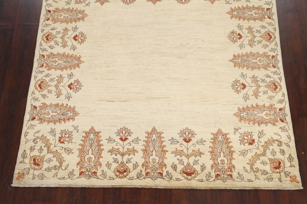 100% Vegetable Dye Floral Peshawar Oriental Area Rug 6x7