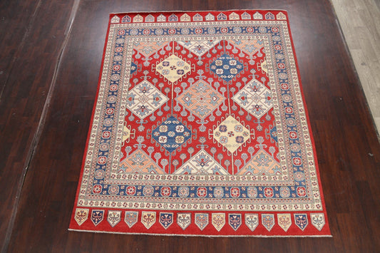 Vegetable Dye Geometric Super Kazak Oriental Area Rug 8x10