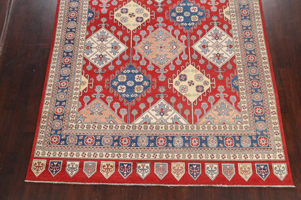 Vegetable Dye Geometric Super Kazak Oriental Area Rug 8x10