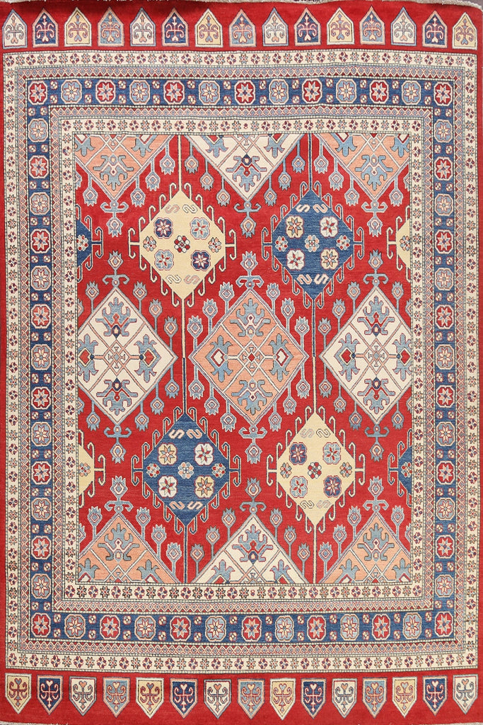 Vegetable Dye Geometric Super Kazak Oriental Area Rug 8x10