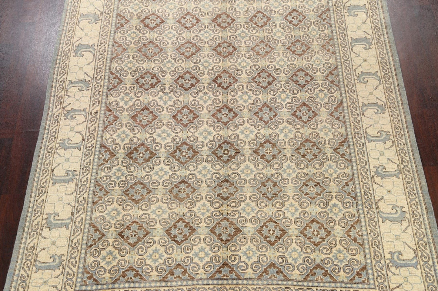 100% Vegetable Dye Geometric Khotan Oriental Area Rug 8x10