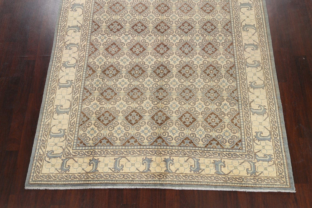 100% Vegetable Dye Geometric Khotan Oriental Area Rug 8x10