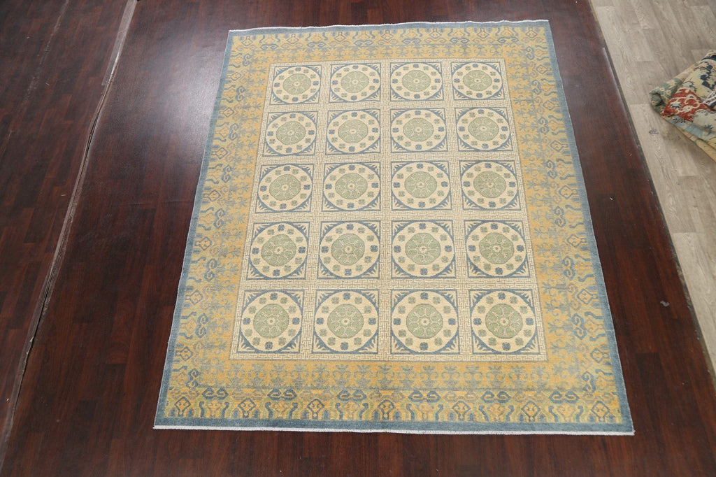 100% Vegetable Dye Geometric Khotan Oriental Area Rug 8x10