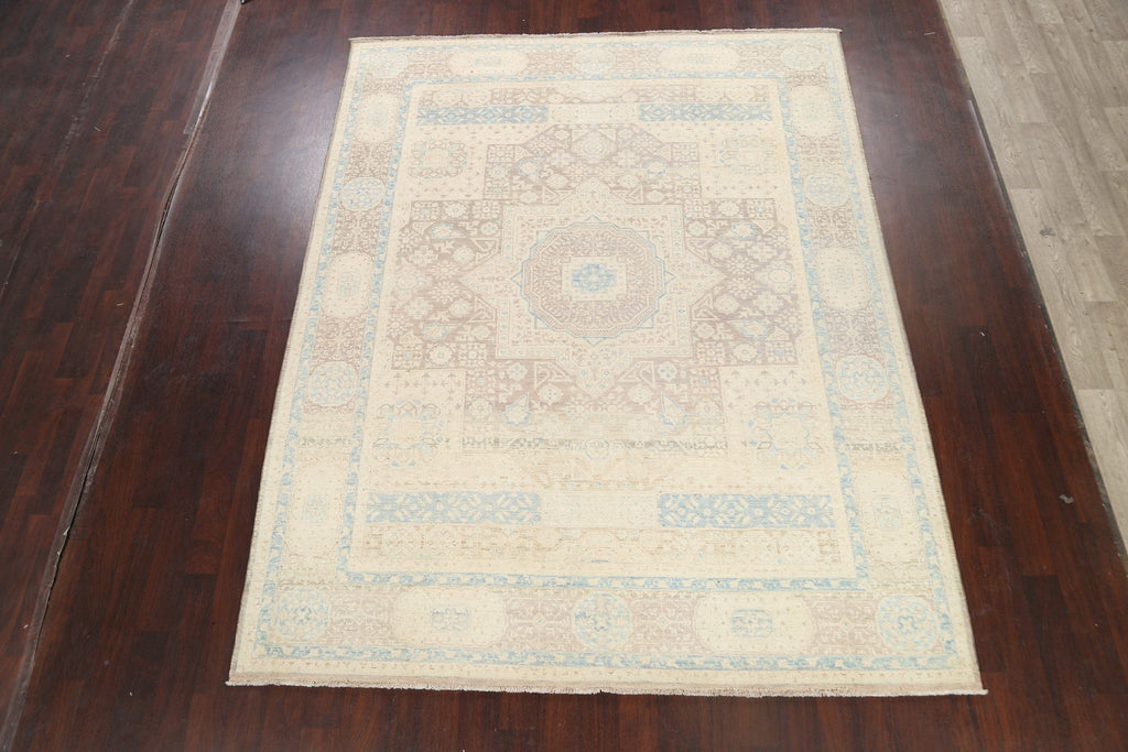 100% Vegetable Dye Geometric Khotan Oriental Area Rug 8x10