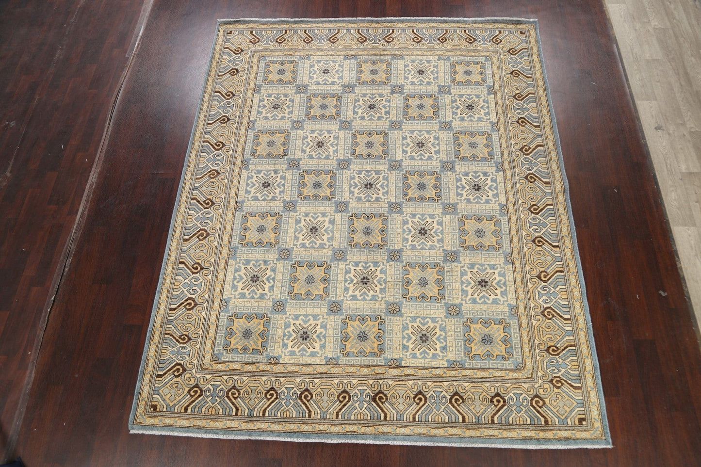 100% Vegetable Dye Geometric Khotan Oriental Area Rug 8x10