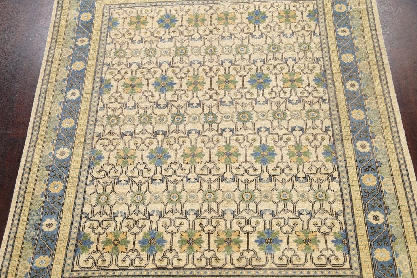 100% Vegetable Dye Geometric Khotan Oriental Area Rug 8x10