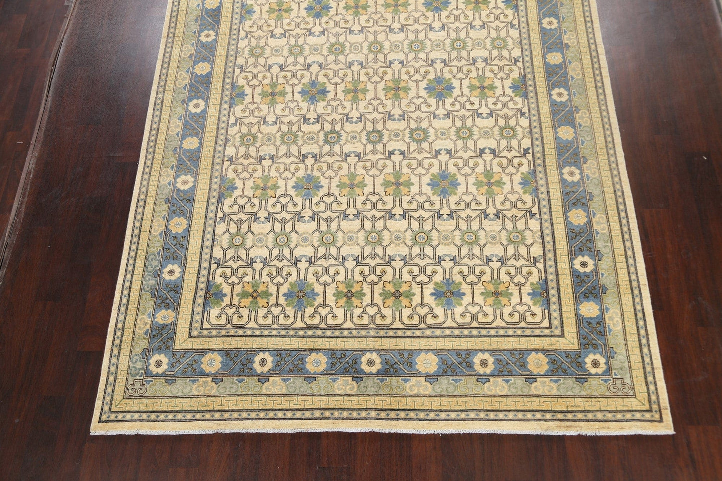 100% Vegetable Dye Geometric Khotan Oriental Area Rug 8x10