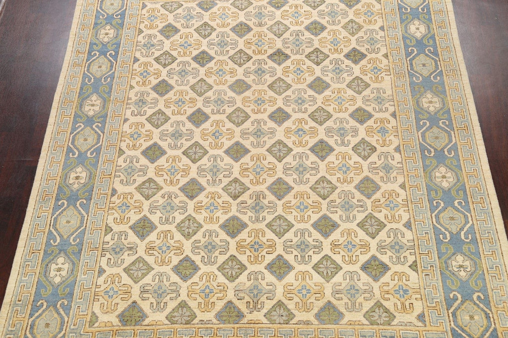 100% Vegetable Dye Geometric Khotan Oriental Area Rug 8x10