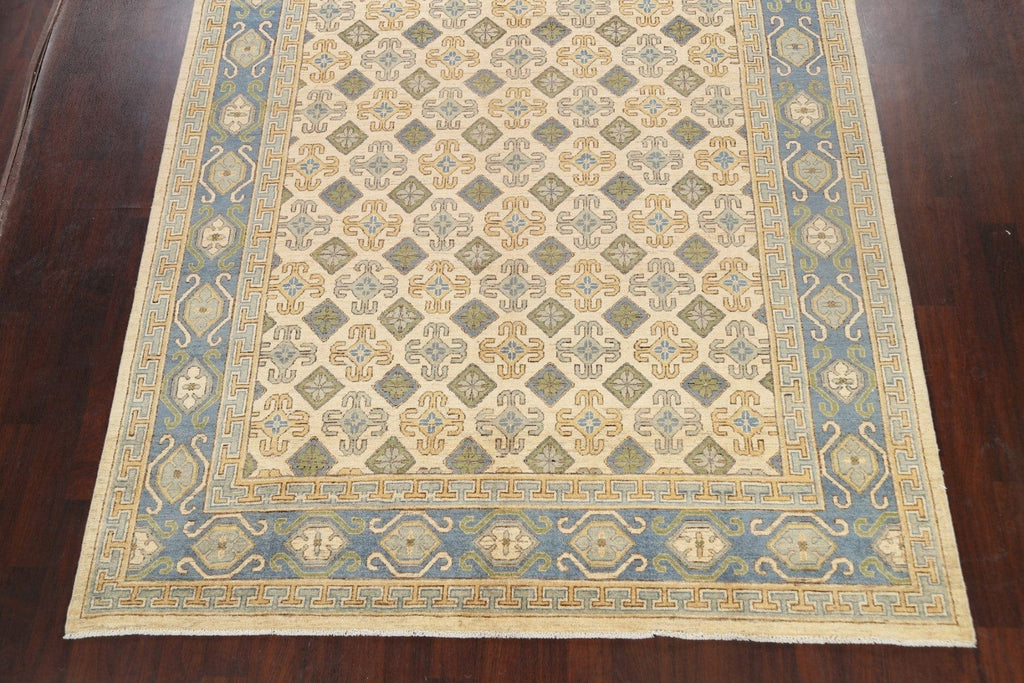 100% Vegetable Dye Geometric Khotan Oriental Area Rug 8x10