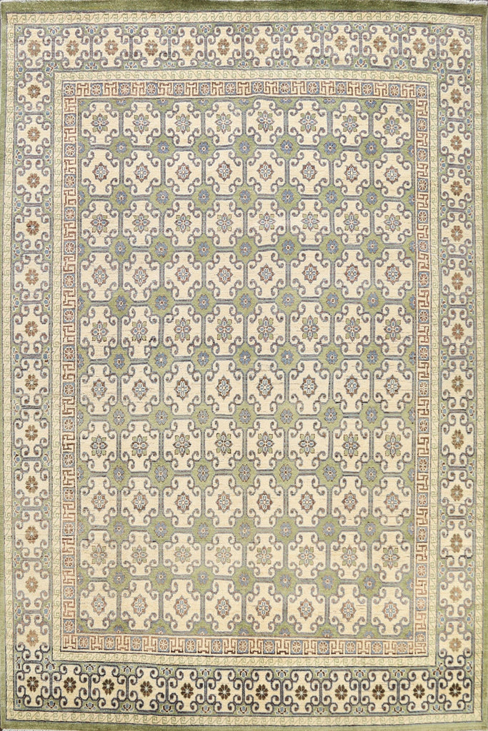 100% Vegetable Dye Geometric Khotan Oriental Area Rug 8x10