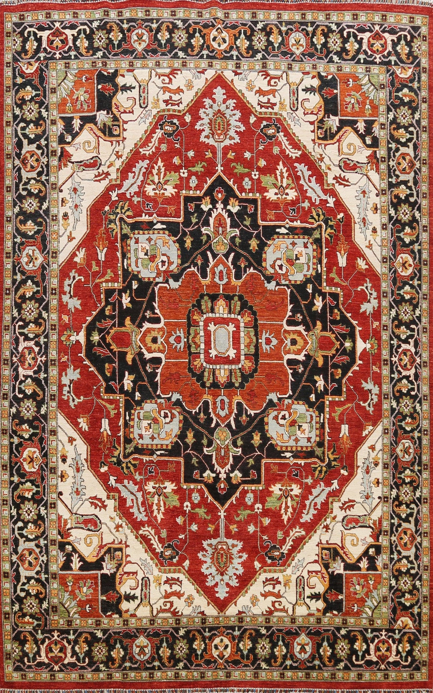 100% Vegetable Dye Heriz Serapi Oriental Area Rug 9x11