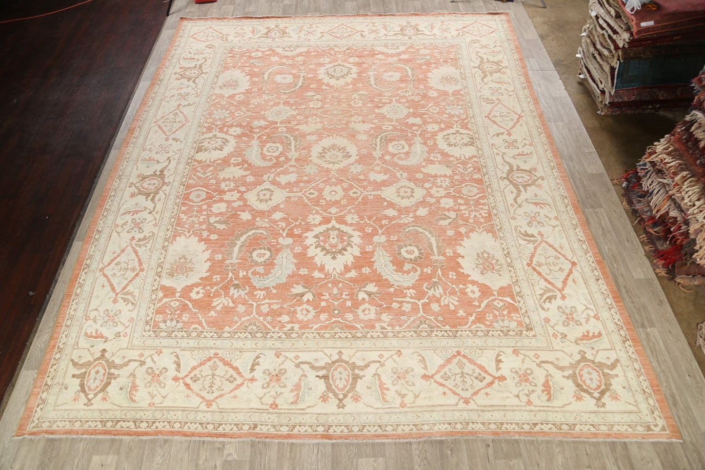 100% Vegetable Dye Large Oushak Turkish Wool Rug 12x15