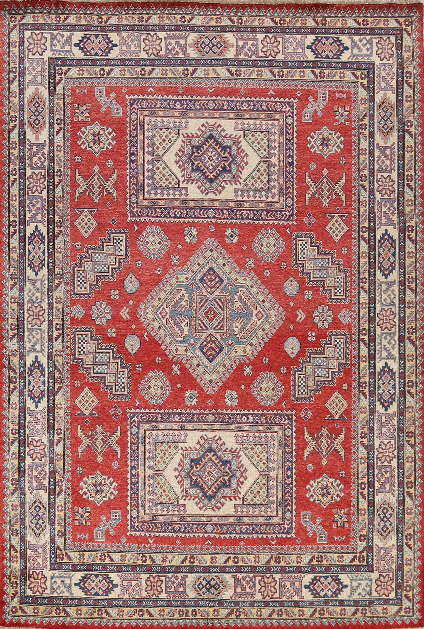 100% Vegetable Dye Super Kazak Oriental Area Rug 8x10