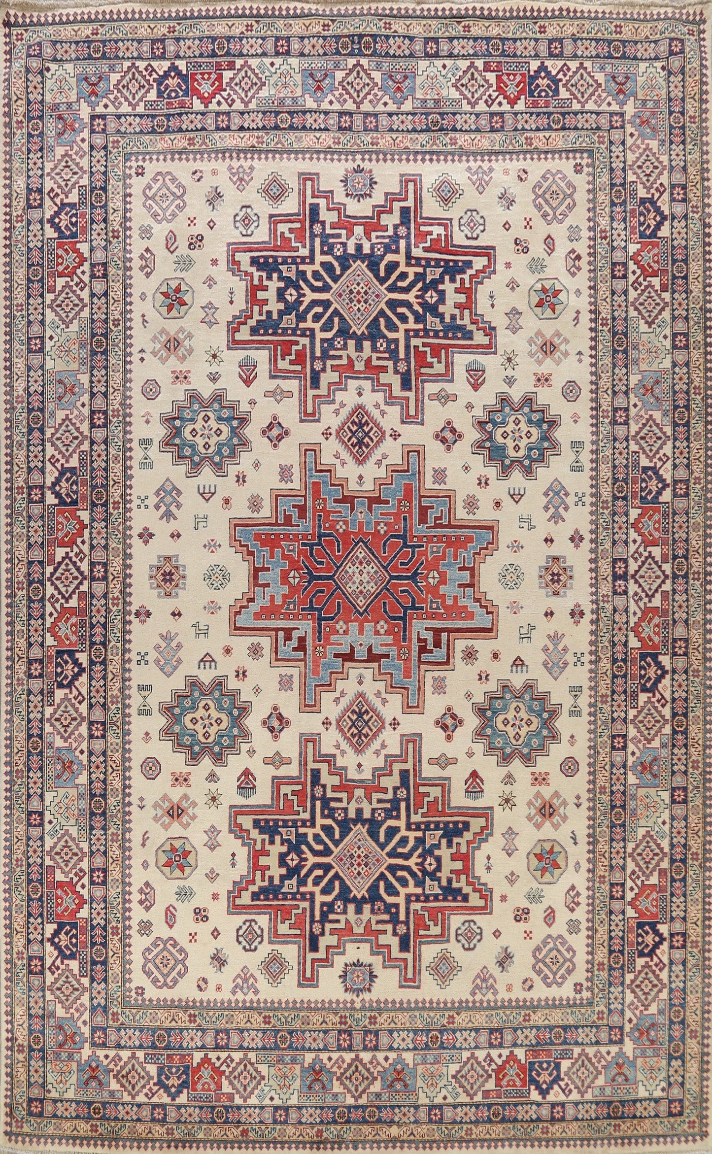 100% Vegetable Dye Super Kazak Oriental Area Rug 9x12